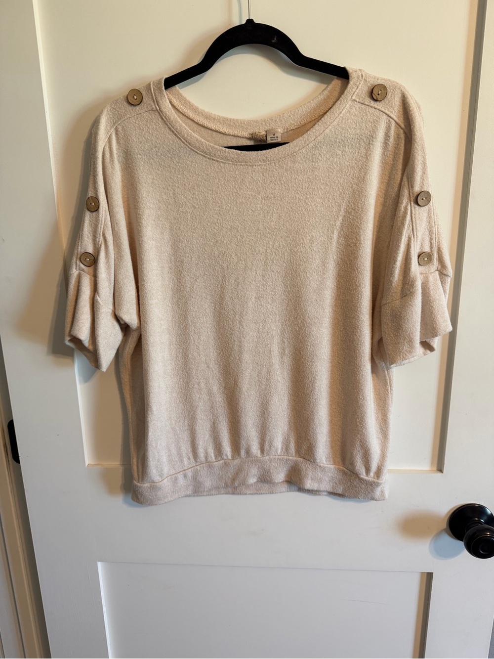 Misia Cream Knit Top with Subtle Gold Trim